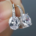 Huitan Shiny Oval Colorful Gemstone Zircon Cubic Earrings Girls Lady Romantic Silver Oval Women Drop Earrings