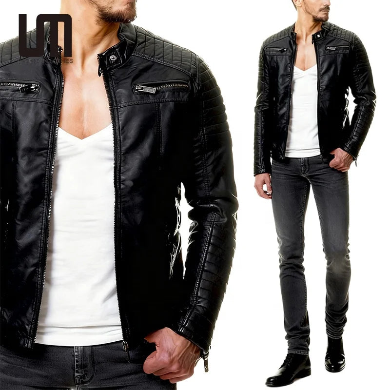 Custom Logo Wholesale Trending Products Men s Casual Stand Collar Zipper Leather Jackets PU Plus Size 5XL Coats