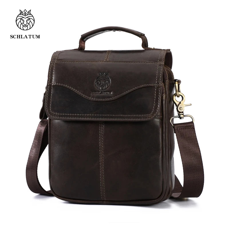 SCHLATUM Custom Vintage Genuine Leather Men's Shoulder Bag Custom Messenger Bag for Men with Handle