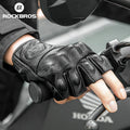 ROCKBROS Motor Bike Riding Glove Leather Motorcycle Gloves Breathable Half Finger Gloves Leather Driver Motorcycle