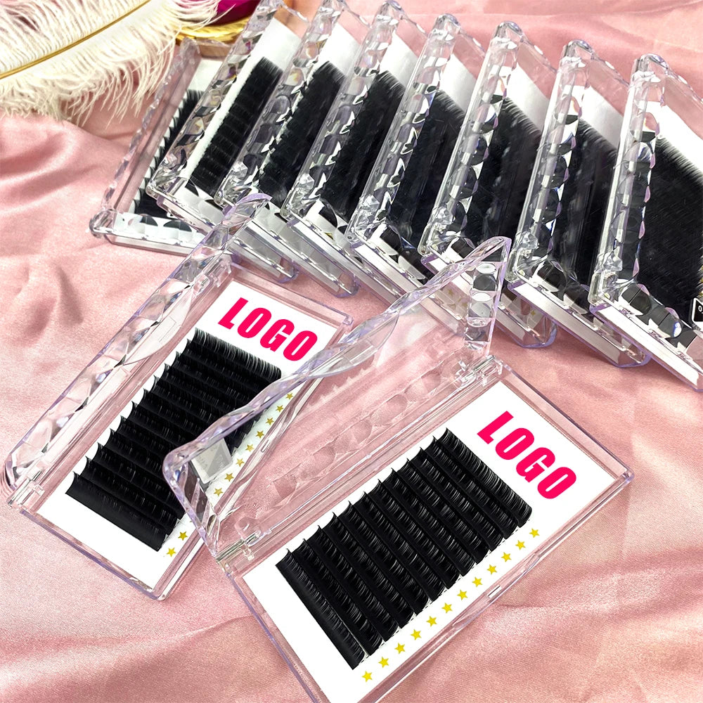 Abonnie Cashmere Eyelash Extensions Trays Fluffy Soft Lash Silk Matte Black Lash Extensions Individual Cashmere Noir Lash Trays