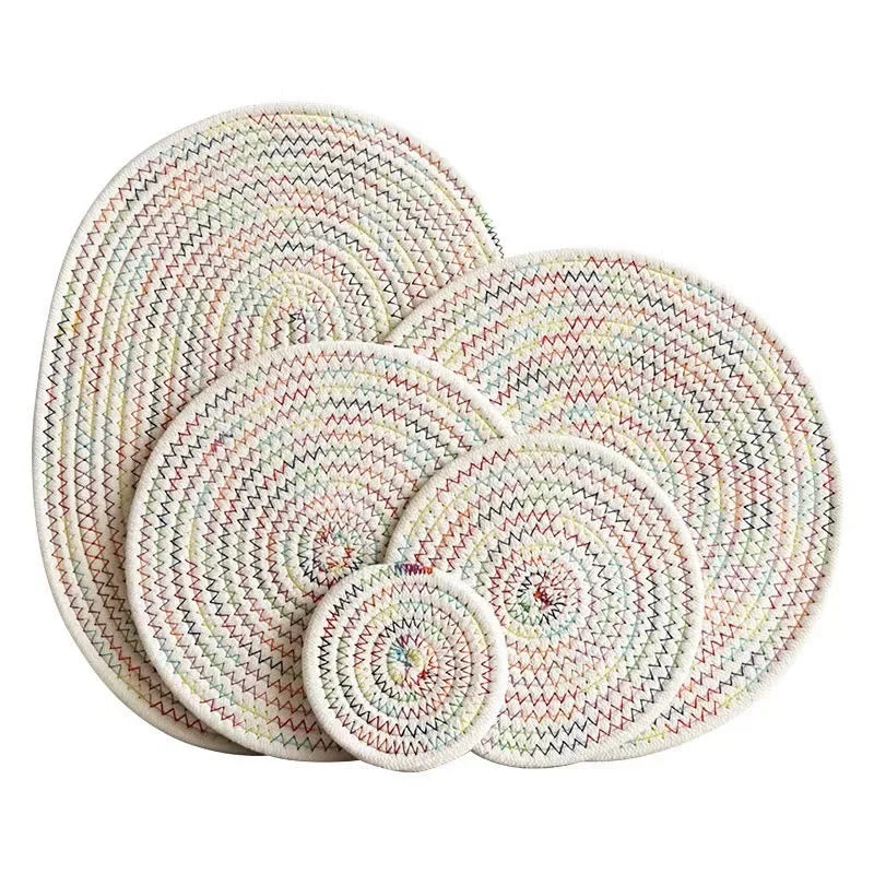 Nordic Style Cotton Rope Woven Place Mat Anti-Scald Heat-Insulating Circular Pot Mat Cup Plate Mat for Home Wedding Use Sandpot