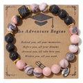 8mm Turquoise Lava Stone Bracelet Handmade Stretch Natural Stone Beads Bracelet Graduation Gifts with Wish Charm