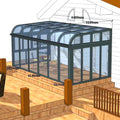 Glass Wall with Retractable Curved Roof Ultraviolet Isolation Solarium Sun Room Glass House Outdoor