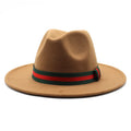 Unisex Wide Brim Felt Fedora Hats Men Women Panama Trilby Hat With Band