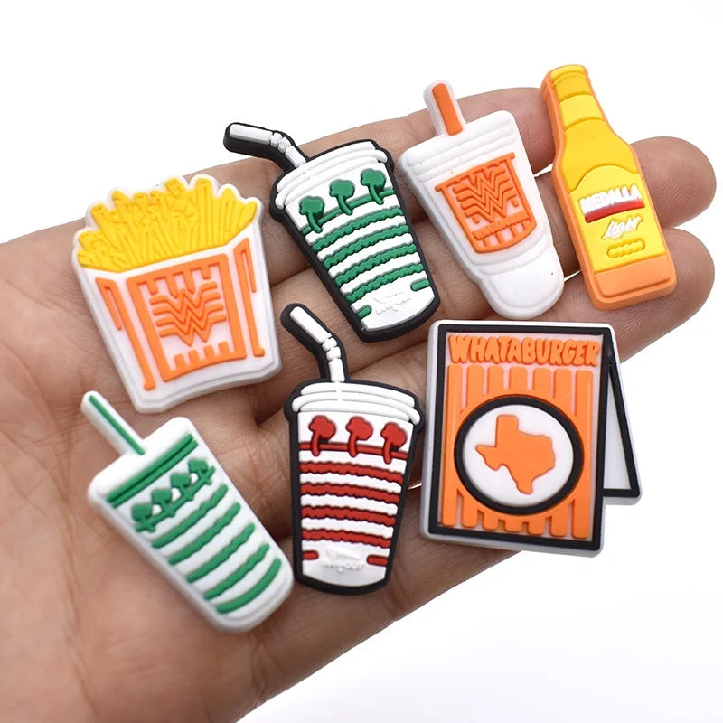 Fast Food in n Out Whataburger Shoe Charms Wholesale Shoe Decorations Charms