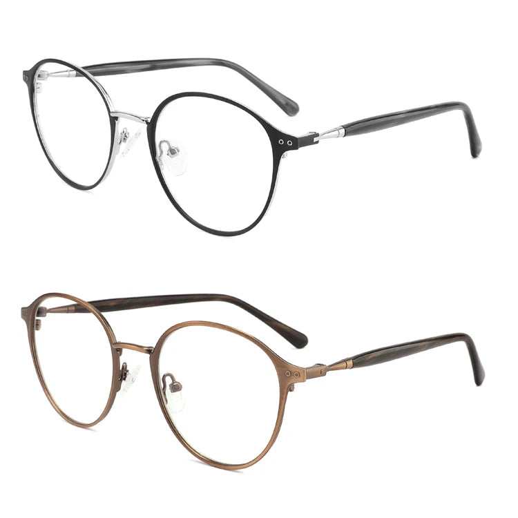 LE6303 New Classic Metal Women Glasses Frame Retro Round Eye Computer Glasses Stainless Steel Optical Eyewear