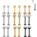 Wholesale G23 ASTM F136 Titanium Ear Nose Piercing Labret Lip Stud Zircon 20G 18G 16G Push in Earrings Body Jewelry