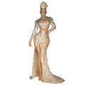 Evening Long Dress Top+ Skirt Outfit Sets Women High Slit Perspective Prom Mermaid Dress Stage Costume  Wedding Party Dress
