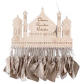 Factory Supply Wooden Eid Ramadan Castle Linen Bag Countdown Pendant Wood Calendar Craft Home Decoration Wall Craft Decor