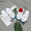 Hstyle Wedding Pajamas Party Slippers Home Comfortable Shoes Colorful Bronzing Letters Bridesmaid Bride to Be Party Shoes