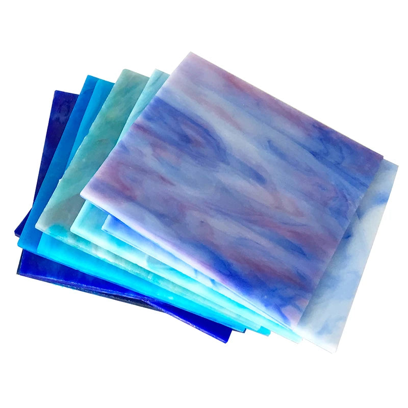 10x10cm Traditional Opal Stained Glass Sheet-Variety Color Water Resistant 3mm Thick Tiffany Glass Mosaic for DIY Art Hobby Room