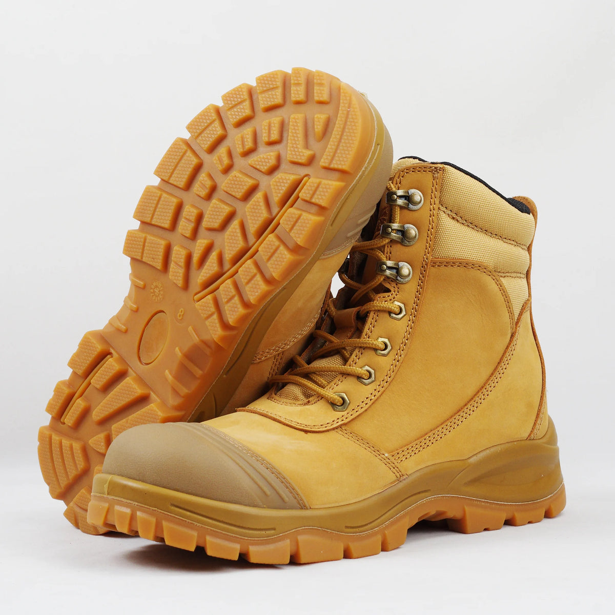 Sole Acid Oil Resistant Rubber Head Cow Leather Anti Slip Construction Mid Cut Waterproof Dual Density PU Safety Boots MegaBDM