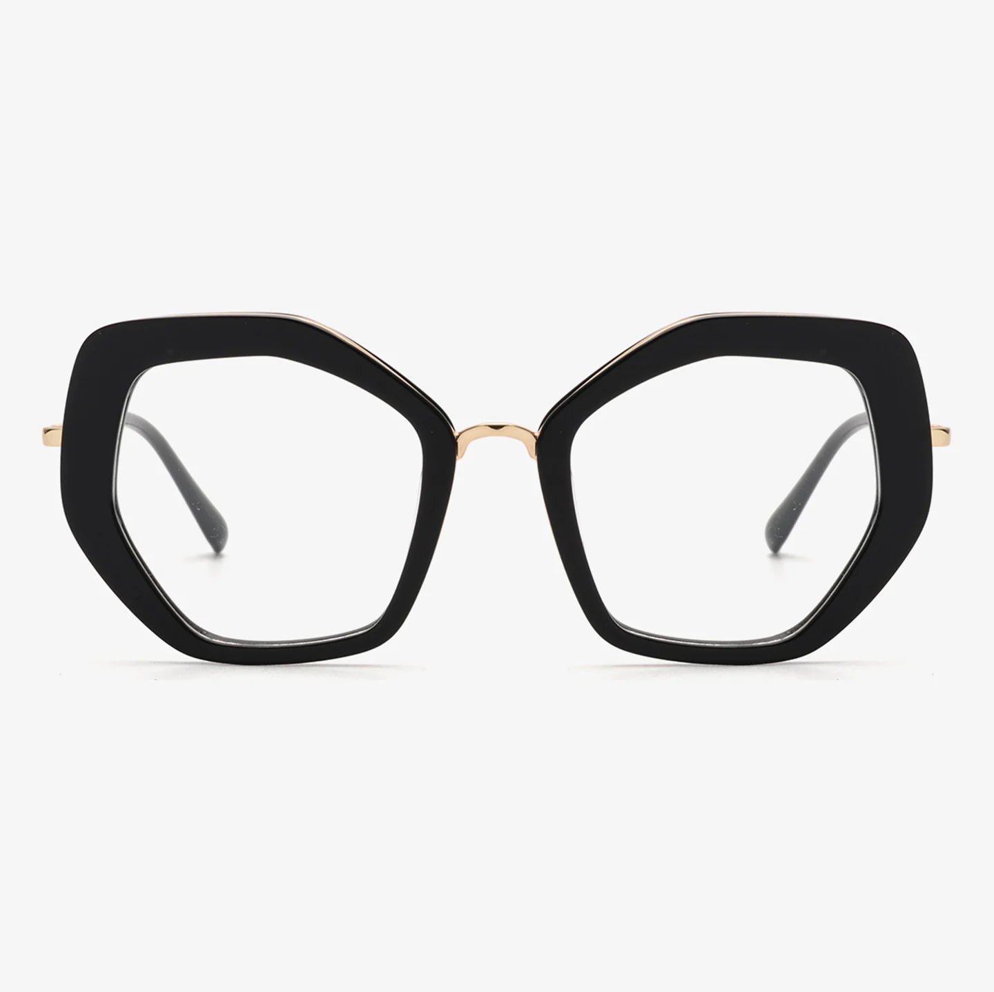 Women's Luxury Eyewear with Personalized Polygon Frame Metal and Acetate Mixing Material