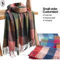 Custom Check Scarves Tassel Long Shawls Winter Imitation Cashmere Scarf Other Scarves for Women