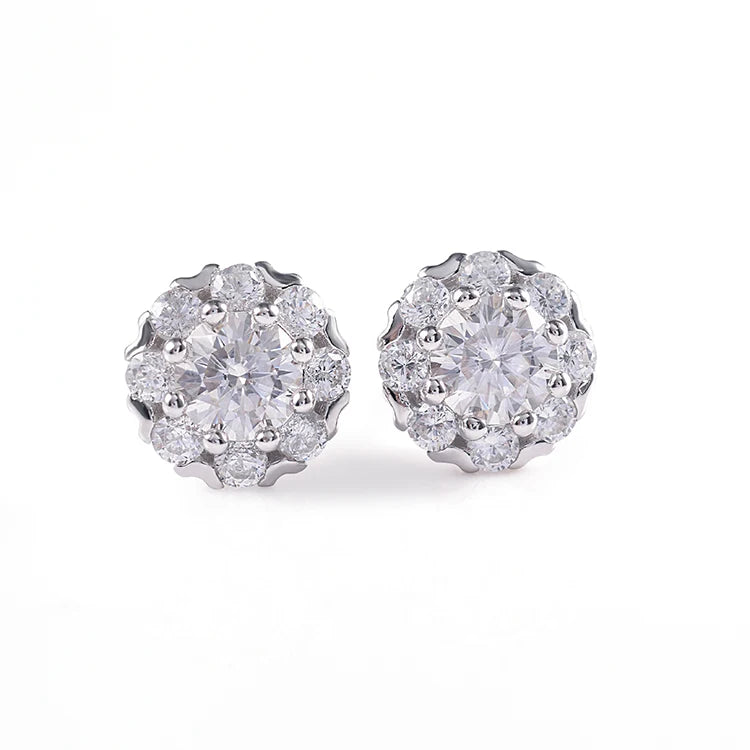Elegant Jewelry 925 Sterling Silver Earrings 18k Gold Plated Round Moissanite Earrings for Women