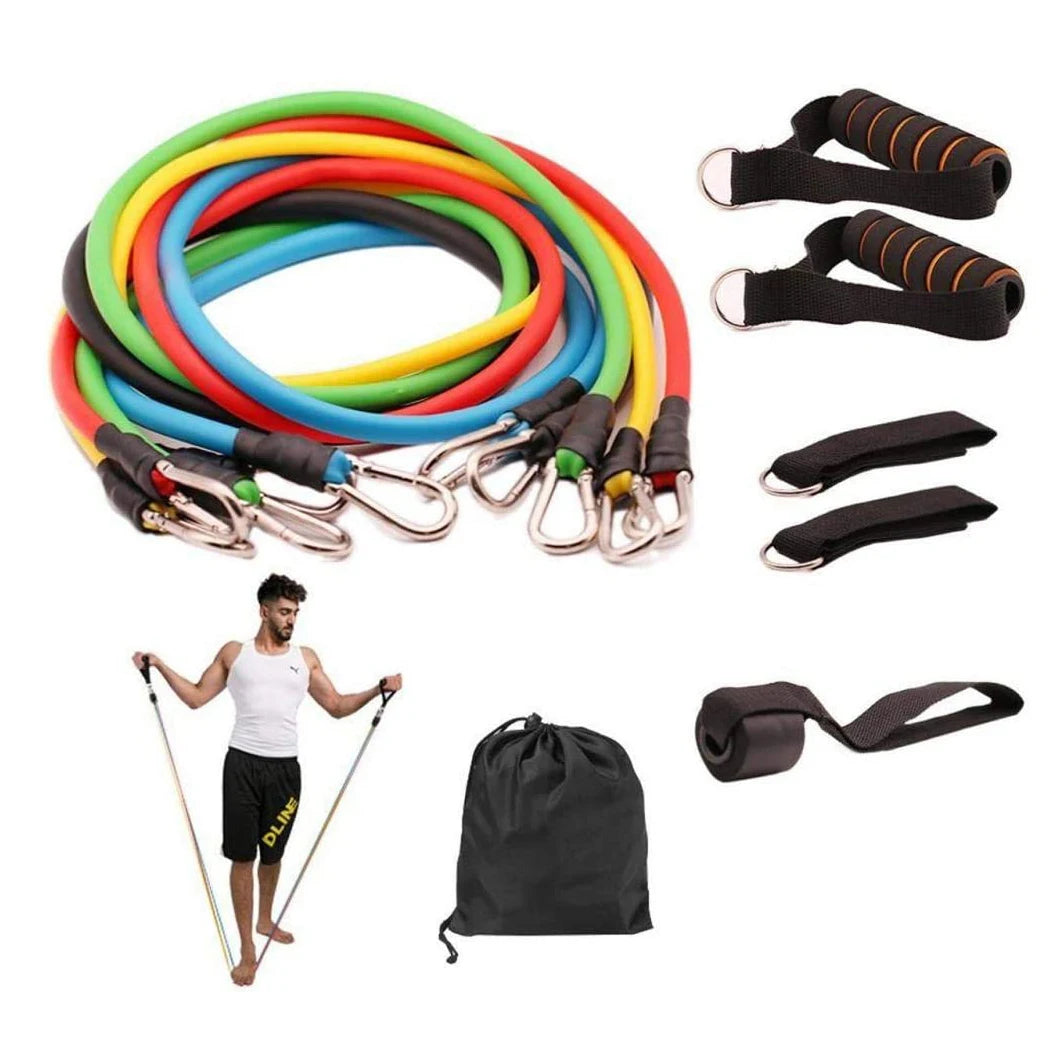 Latex Tube Gym Exercise Training Fitness Resistance Band 11 Pcs