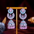 Shiny Pink Blue Jewelry Cubic Zirconia Synthetic Turquoise Long Bell Shape Dangle Drop Earrings for Women Wedding Party Jewelry