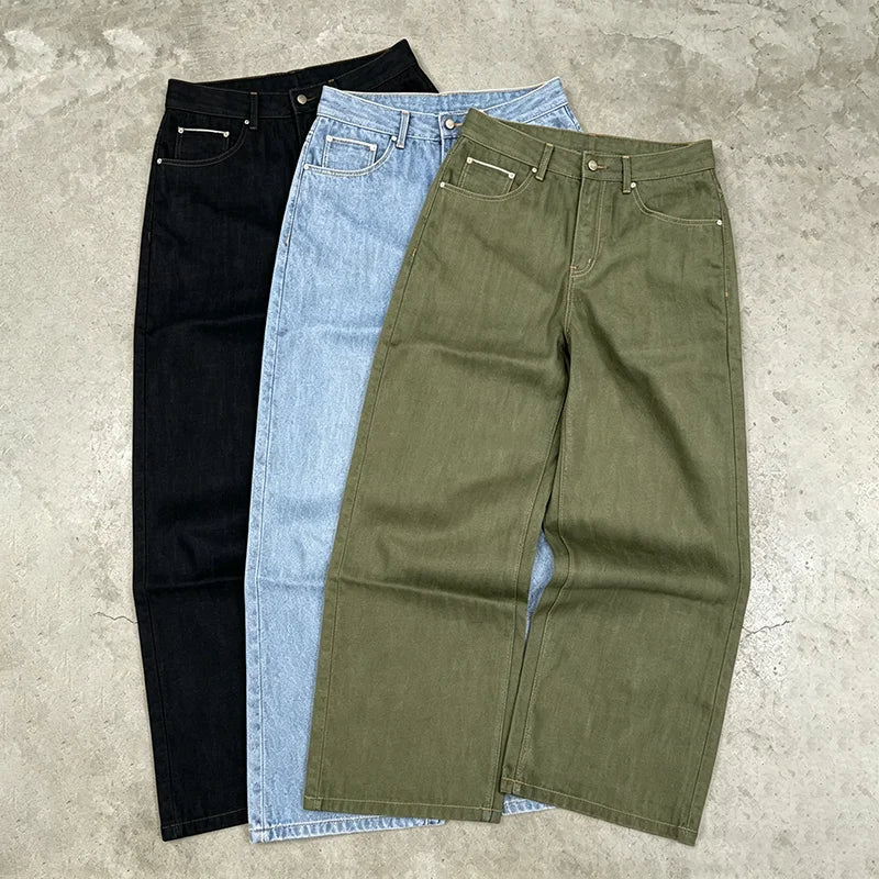 YSJY Manufacturer Custom Rhinestone Oversized Wide Leg Acid Wash Distressed Baggy Carpenter Flare Jean Pant Denim Jean for Men
