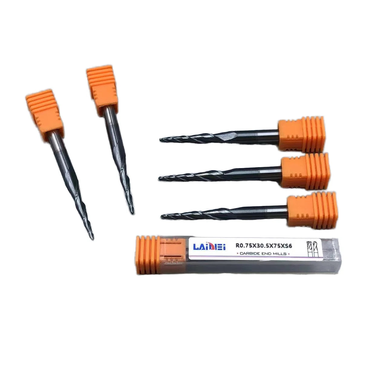 HRC55 Uncoated/Coating Carbide End Mill Tapper Ball Nose 2-Flutes 6mm Ball Nose End Mill CCNC Cutting Tools