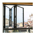 Black Folding Window Style Solar Panels for Exterior Stone Window Sill Bi-Fold Glass Corner Window