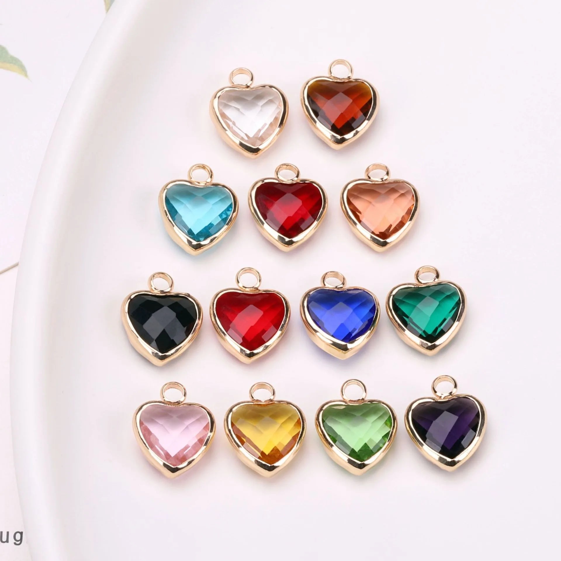 Rhinestone Heart Charms Crystal Beads Pendants for DIY Earrings Necklace Bracelet Crafts Jewelry Making Tiny Dangle Accessories