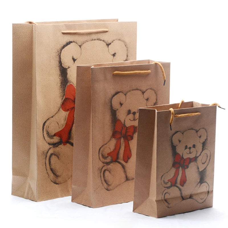 Hot Sale Christmas Gift Packaging Kraft Paper Handbag Christmas Brown Paper Gift Bags
