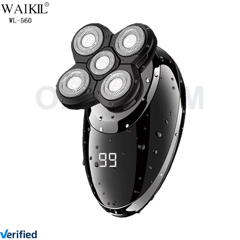 WAIKIL Five in One LCD Display Shaver 0mm Balding Machine Men's Shaver Multifunctional Nose Hair Clipper Beard Trimmer