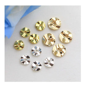 Gold Water Ripple Spacer Beads Geometric Fashion Pattern Copper Round Cushion Beads Handmade Jewelry Bracelet Jewelry Findings