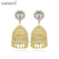 LUOTEEMI Indian Earrings Jhumka Cubic Zircon Tassel Earrings Indian Traditional Luxury Jewelry