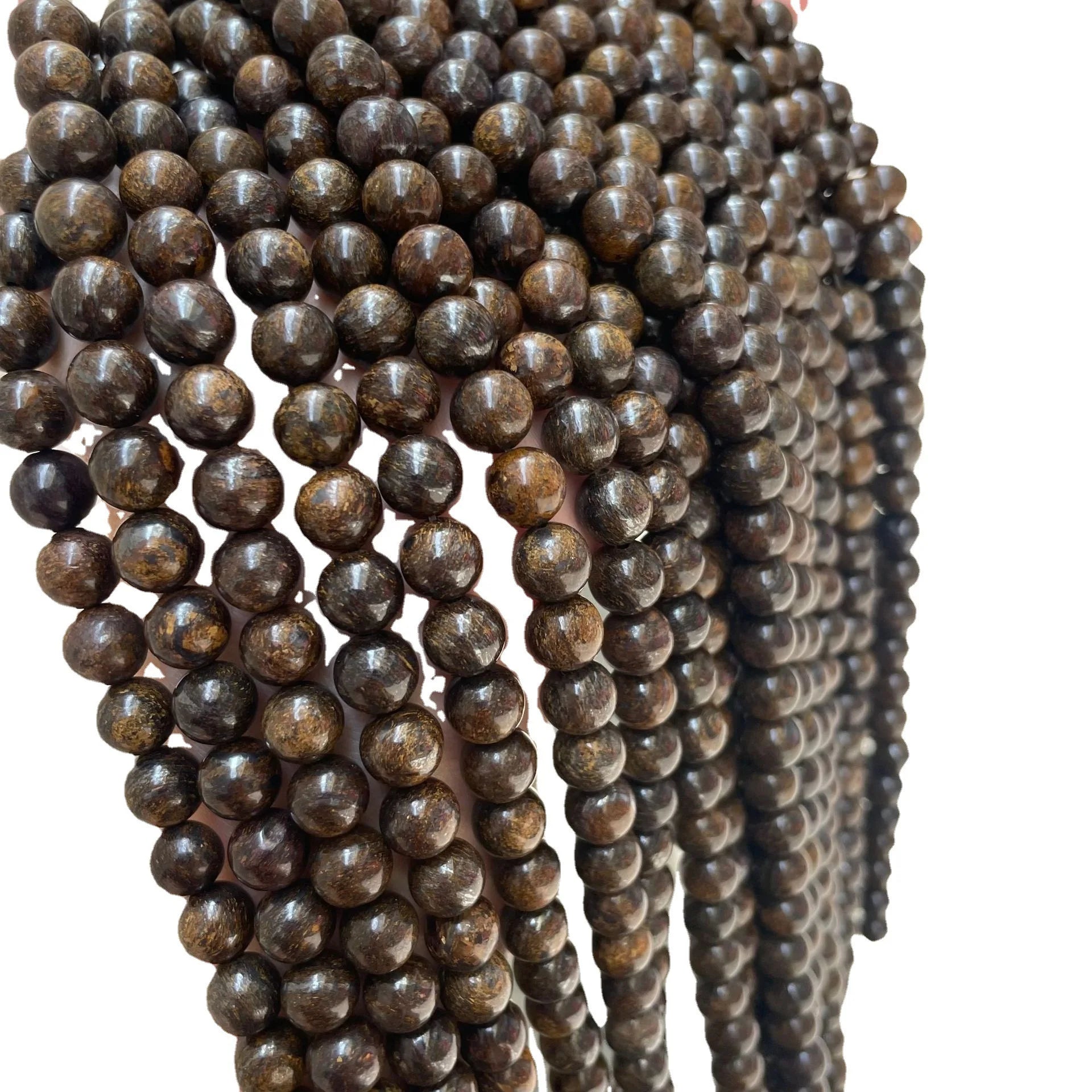 Natural Bronze Loose Beads Vintage Coffee-colored Round Bead for Bracelets Necklace Jewelry Making DIY Bead Accessory