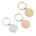 Pvd Gold Plating Stainless Steel Key Chain Custom Jewelry Personal Logo Key Chains Men Laser Engravable Round Keychain Name