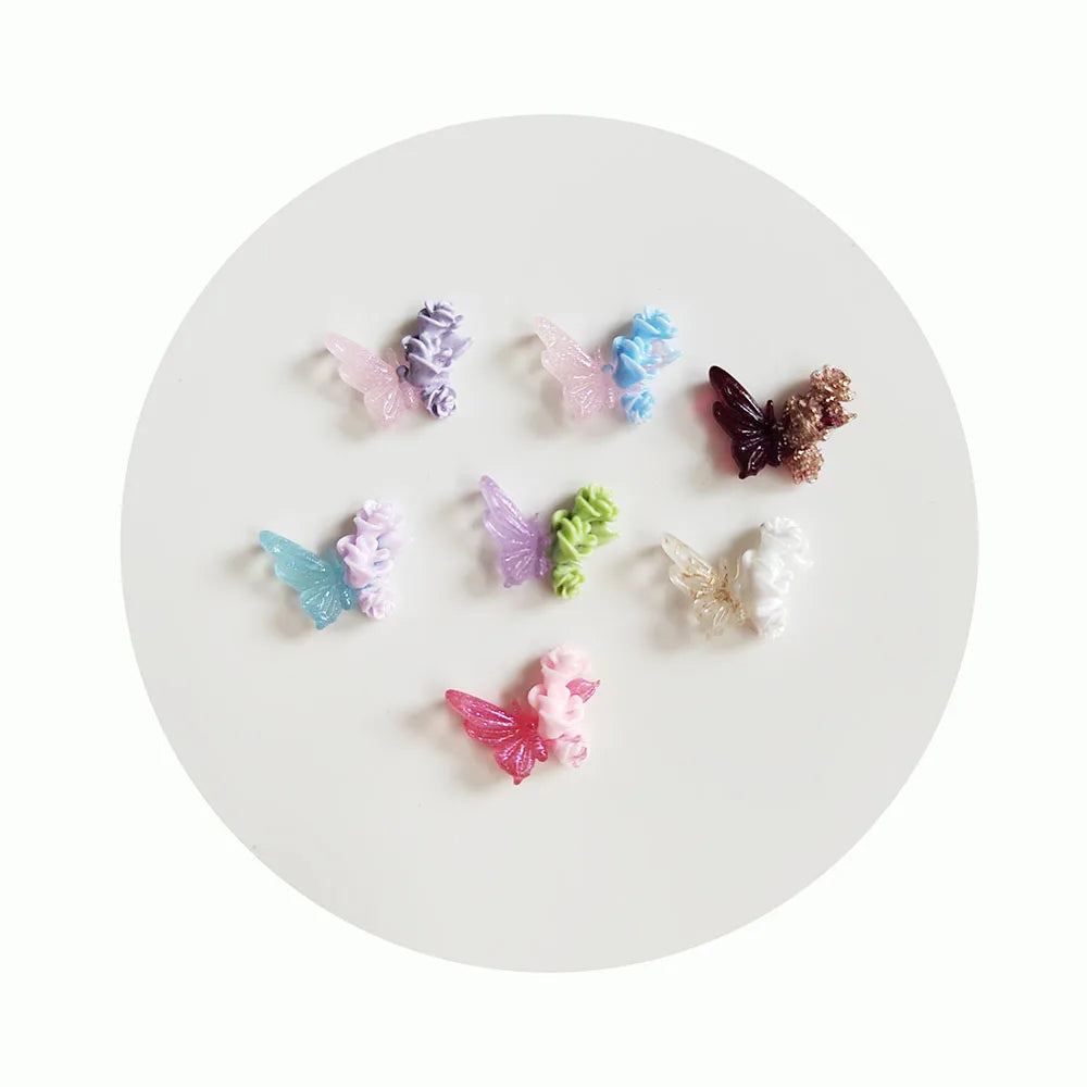 11*13mm Mini Butterfly Flatback Resin Stickers 3D Nail Art Crafts Custom Supply