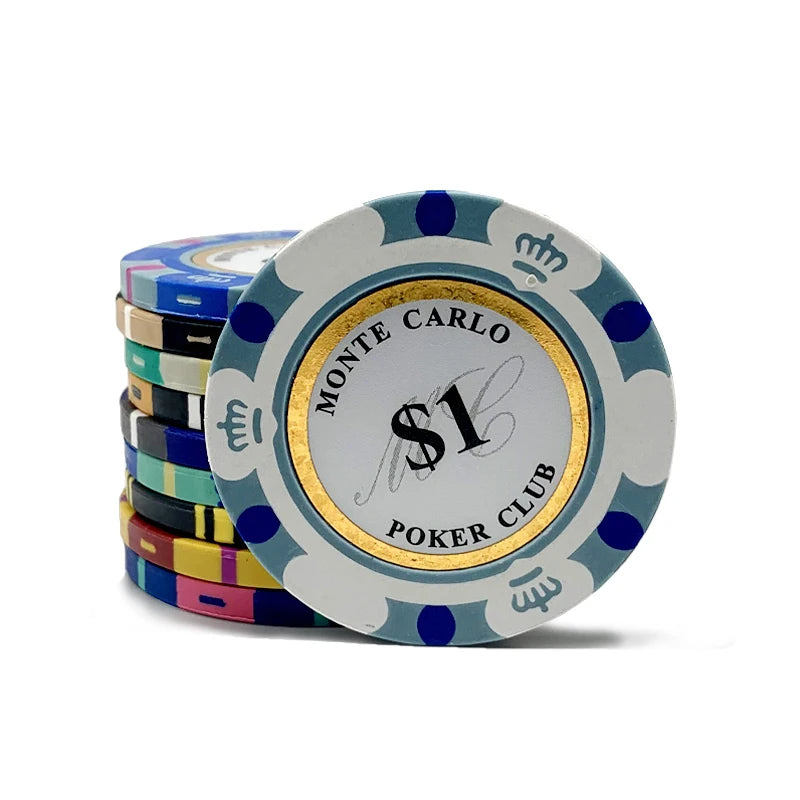 High Quality JIAYI 14g Clay 40mm Monte Carlo Poker Chips with Custom Logo and Tray Wholesale From Manufacturer