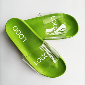 2022 New PVC Men Beach Custom Design Slides Indoor Shower Sandals Transparent Strap Slippers