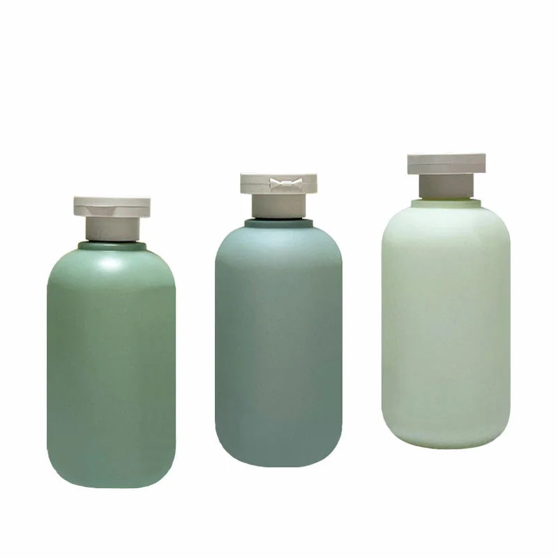 Round Green Soft Touch Shower Cosmetic Squeeze HDPE Bottle 300ml Popular Selling
