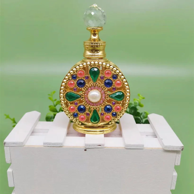 Spot 15ml Perfume Bottle Gold Red Luxury Enamel Orchid Dubai Perfume Bottle with Box Sub-bottling Essential Oil Ball Bottle