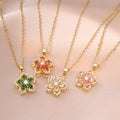 DAIHE Fashion New Design Bauhinia Zircon Flower Pendant Temperament Titanium Steel Necklace