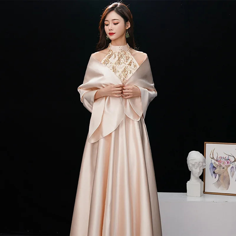 New Arrival Compere champagne Elegant Evening Gowns Prom Wedding Dresses