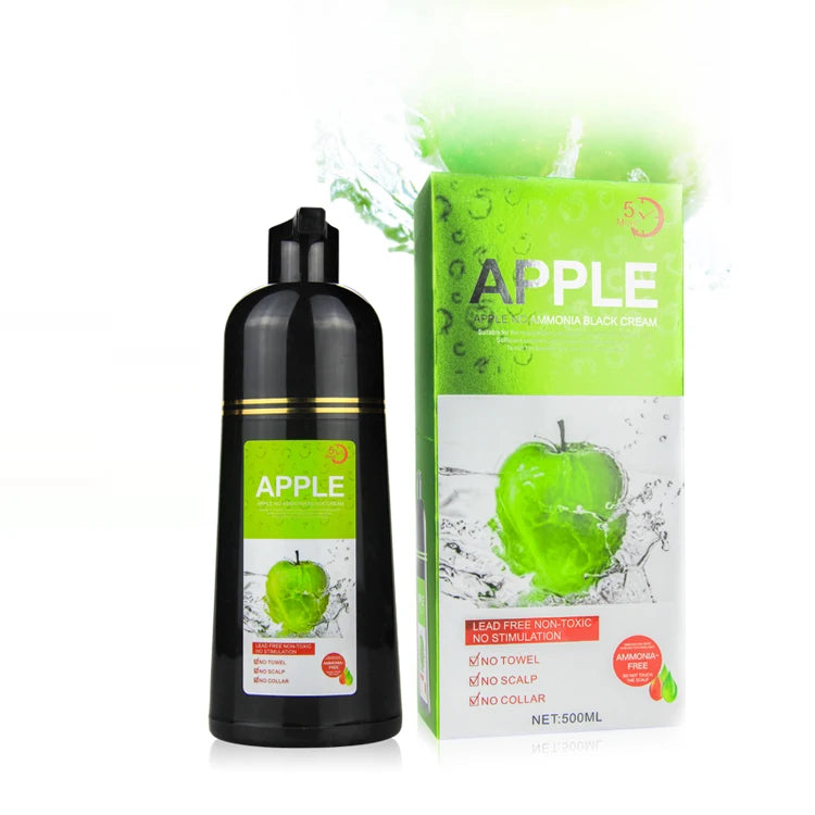 For MOKERU 500ml Herbal Extract Apple & Black Hair Dye Cream Shampoo No Side Effects for White Hair for Men