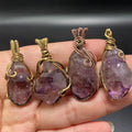 Cooper Wire Hand Wrapped Healing Crystal Fine  Jewelry High Quality Natural Super Seven Raw Stone Vintage   Pendants