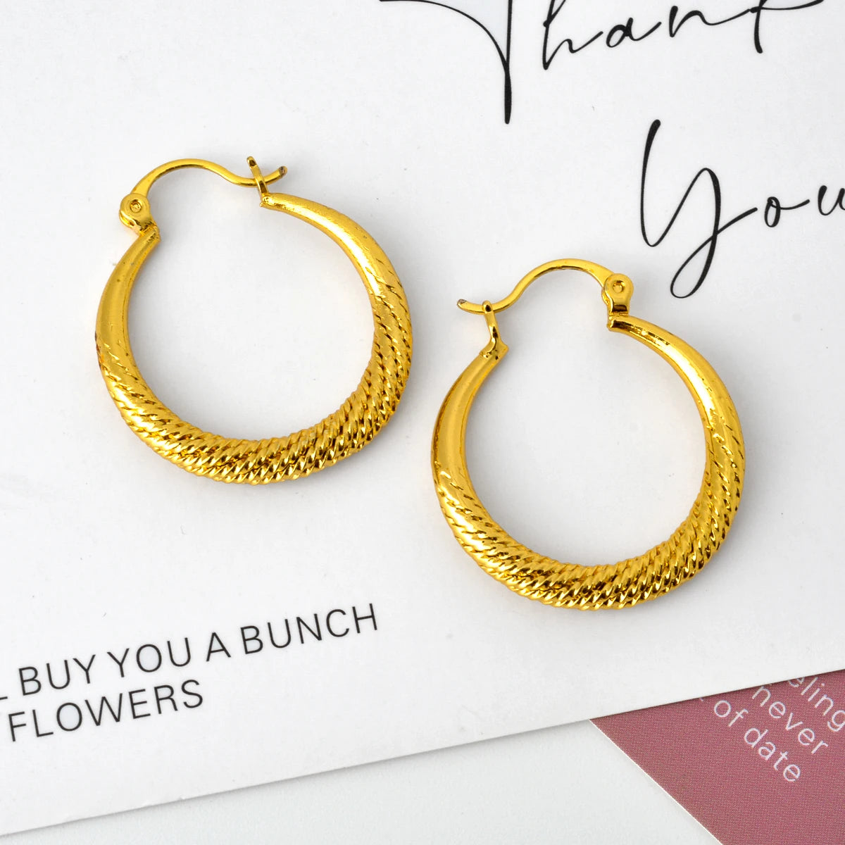 Wholesale  New Trendy 18K Gold Plated Hypoallergenic Chunky Twisted Hoop Earrings for Women