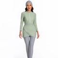 Muslim Modest Swimwear Set Candy Solid Color Long Sleeves Swimsuit  Burkini for Muslim Woman
