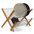 Plates Cups Glasses Cutlery Stainless Steel Chromed Cross Draining Rack Holder Folding Bamboo Dish Drying Rack Stainless Steel