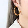 Hypoallergenic Chunky Loop Statement Jewelry Earrings Stainless Steel 18k Gold Plated Tarnish Hoop Earrings Set Women Party Gift