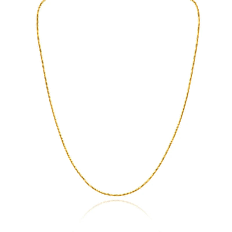 Stainless Steel 1mm Round Snake Chain Mini Thin Choker Necklaces 18K Gold Plated Waterproof Necklaces Minimalist Sporty Jewelry