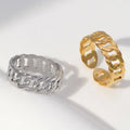 Unisex 18K Gold Plated Jewellery Adjustable Chain Link Ring for Engagement Party Gift