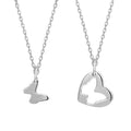 Abiding Butterfly Heart Shape Fashion Classic 925 Sterling Silver Two Pendant Necklace for Women Fine Jewelry