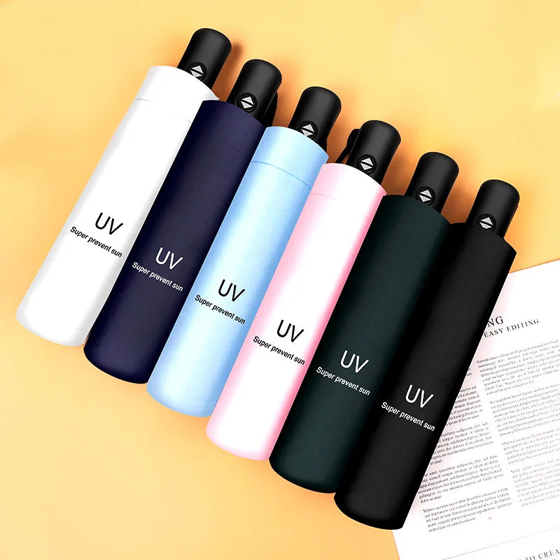 Wholesale Promotional 3 Fold Small UV Custom Folding Automatic Umbrellas for the Rain