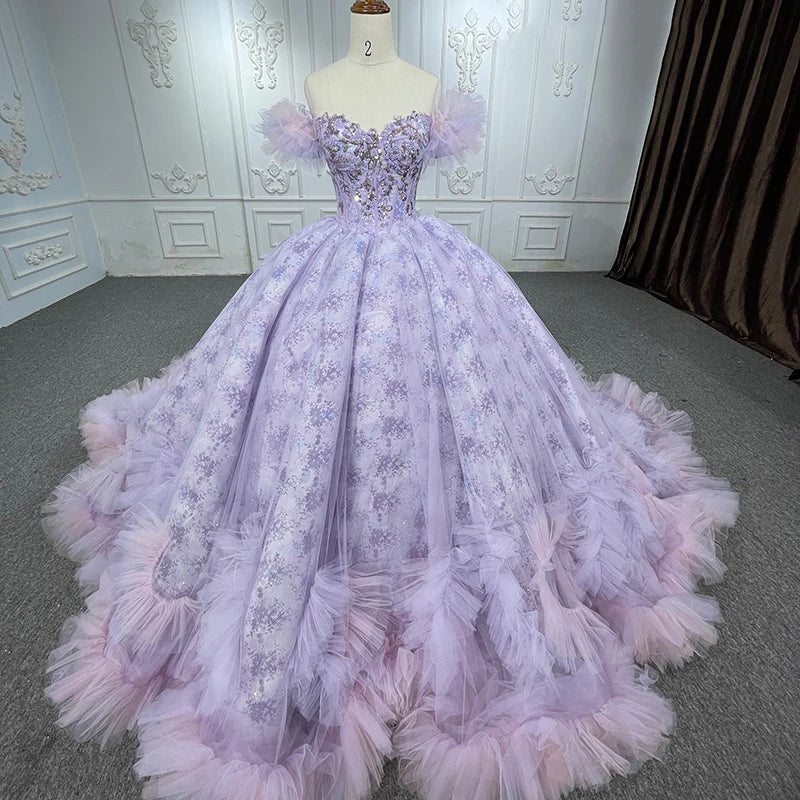 Elegant Purple Appliques Dresses Women Evening Gown for Women Jancember 6545